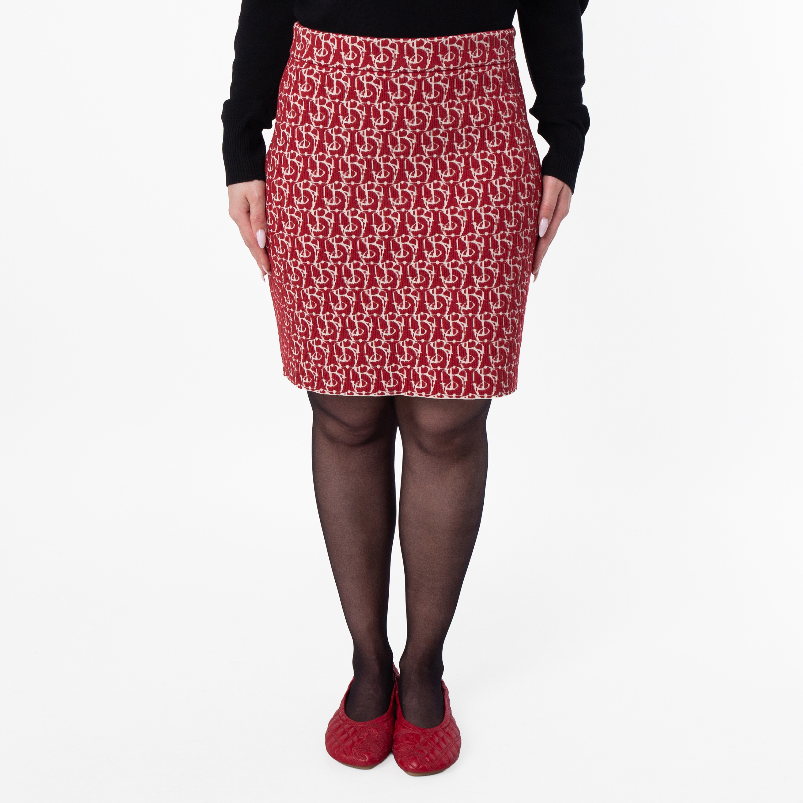 Burberry B Charm Jacquard-Pattern Skirt, Size Medium 8102755