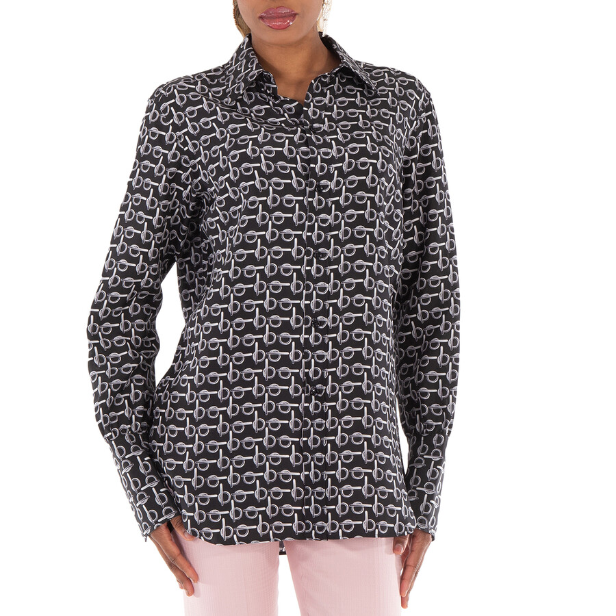 B Jacquard Classic Collar Silk Shirt
