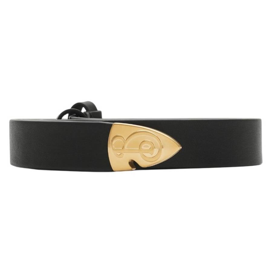 Burberry B Shield Thin Leather Belt In Black