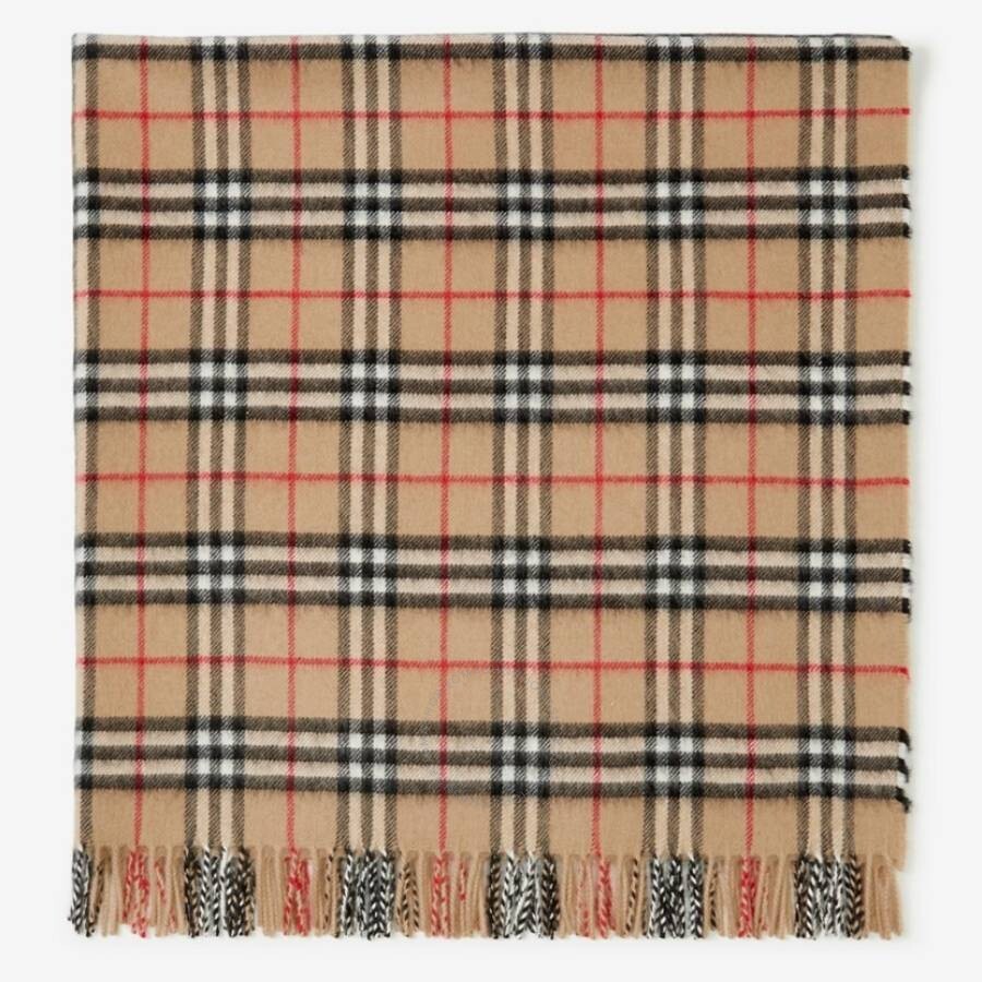 Burberry Baby Archive Beige Check Cashmere Blanket In Beige