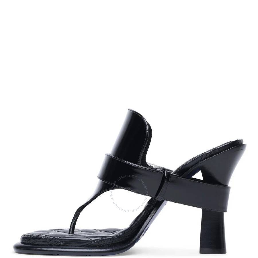 サンダル・ミュール Burberry LF Knight Slab Sandals- Burberry - Leather - Black Authentic BURBERRY Men's Black SLAB KNIGHT EKD Leather