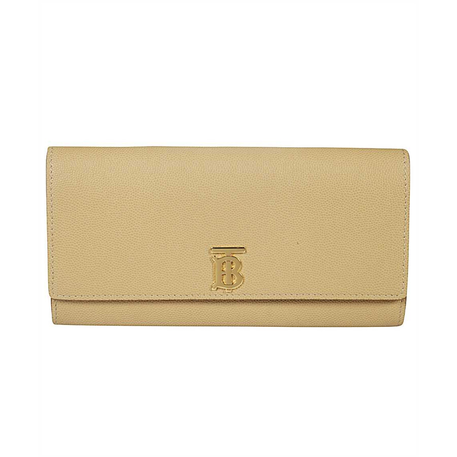 Burberry Beige Monogram Motif Grainy Leather Continental Wallet In Sand