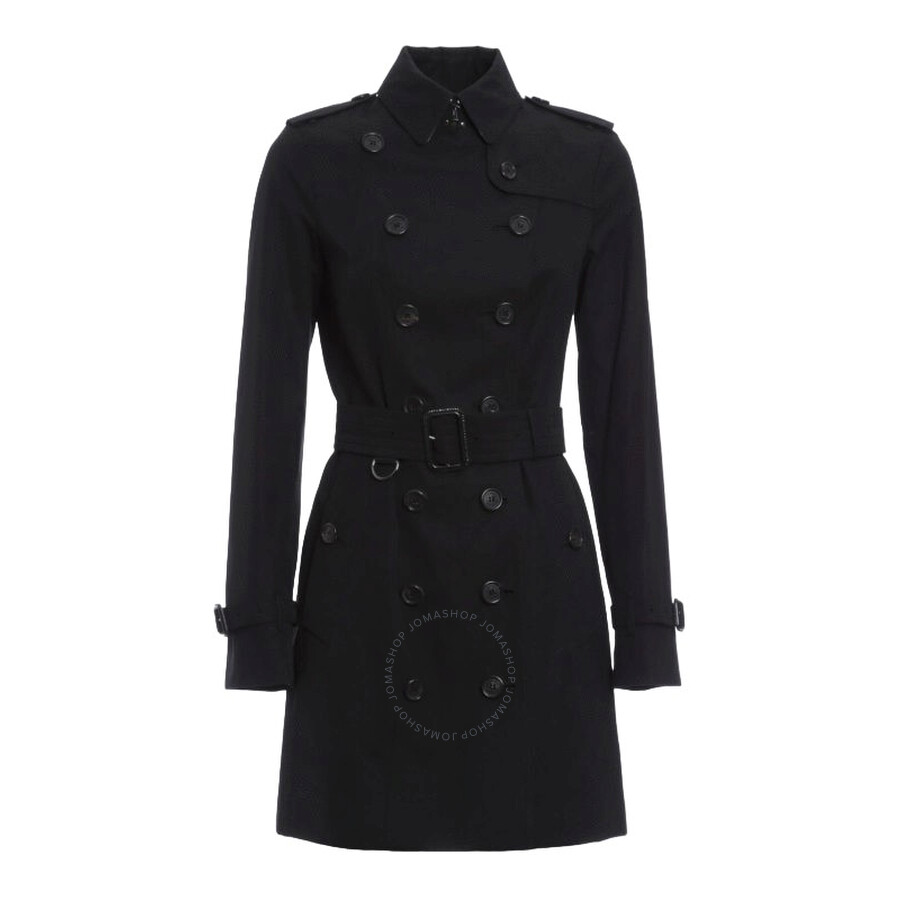 Burberry Double Breasted Belted-waist Coat In Black