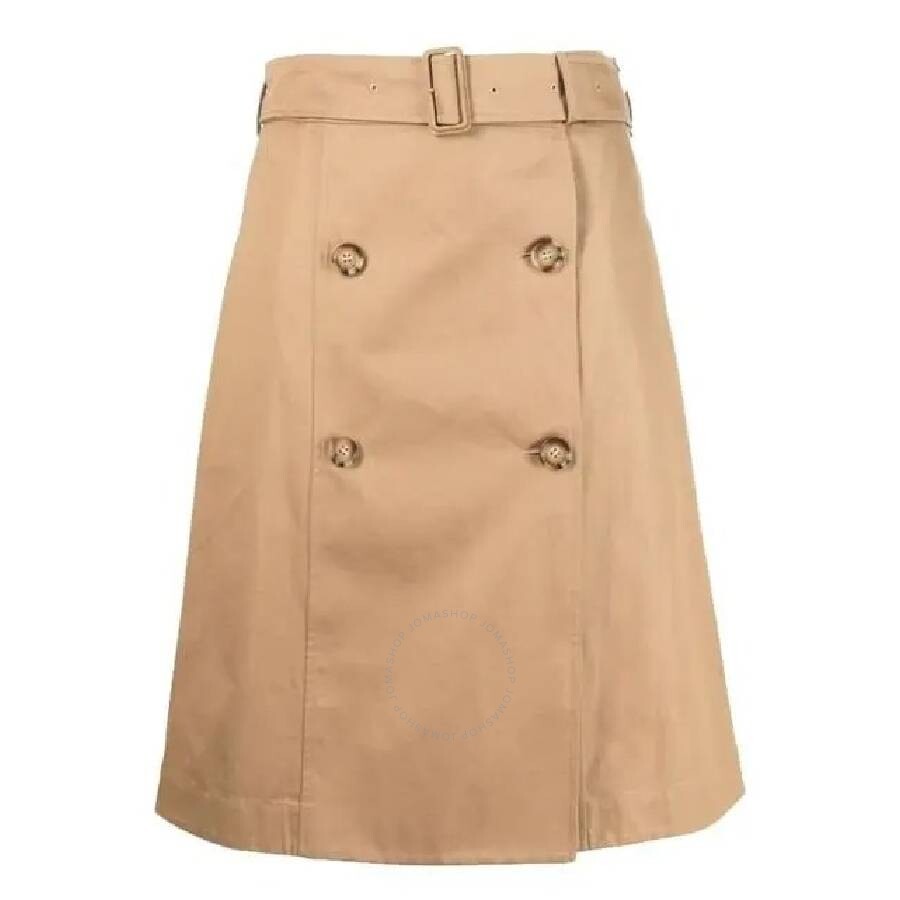 Burberry Alice Cf Cotton Twill Trench Mini Skirt In Yellow