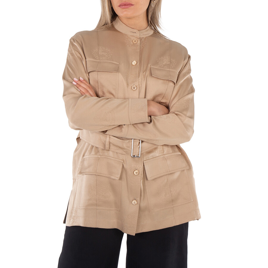 Belted-Waist Button-Up Shirt