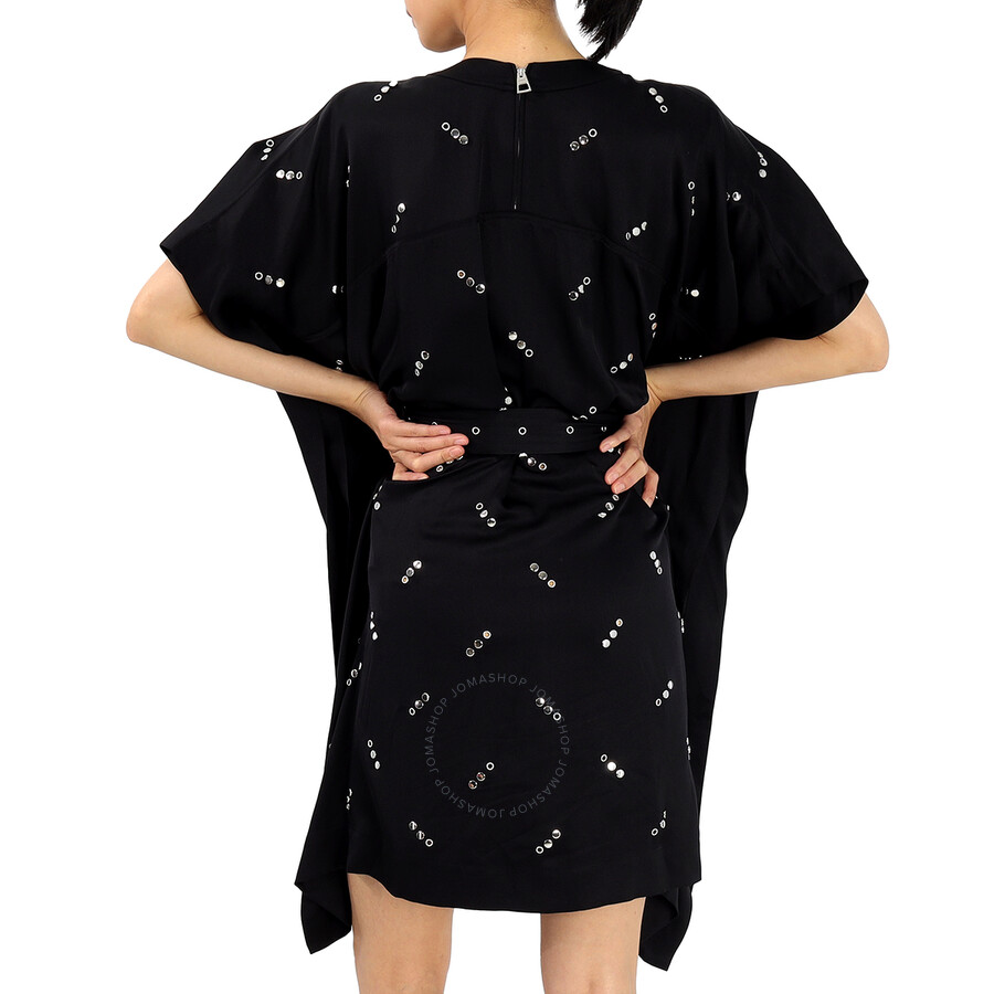 Burberry Black Antonina Embellished Asymmetric Belted Silk Dress In Black