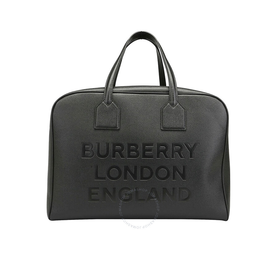 Burberry Black Embossed Leather Men's Bowling Bag 8012524 Handbags