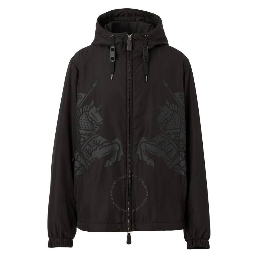 Burberry Equestrian Knight Design Hooded Jacket In Black