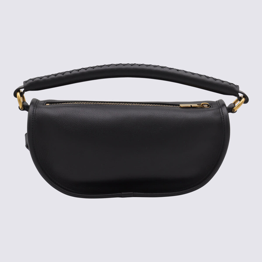 Burberry Black Leather Clip Shoulder Bag In Black