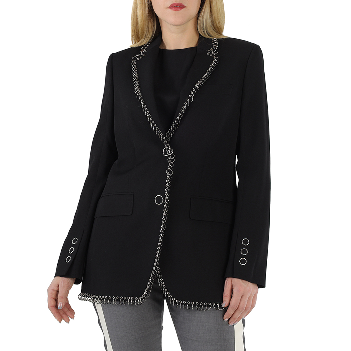 Black Sidon Ring-pierced Boxy Blazer