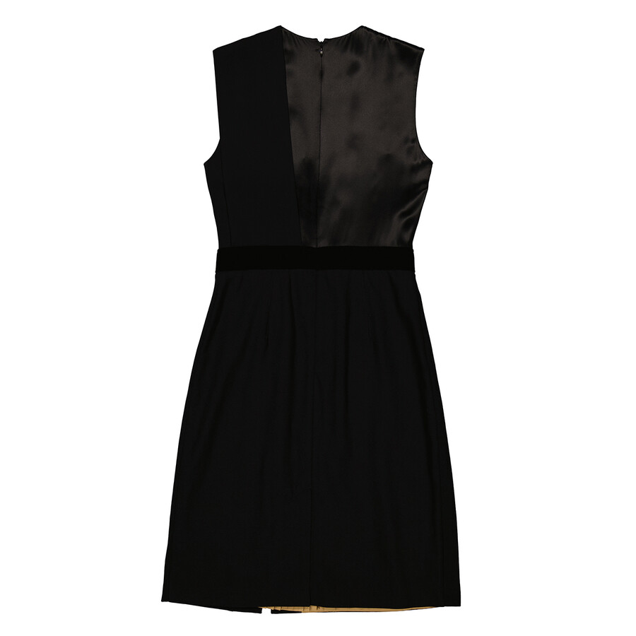 Black Silk And Wool Panel Detail Shift Dress