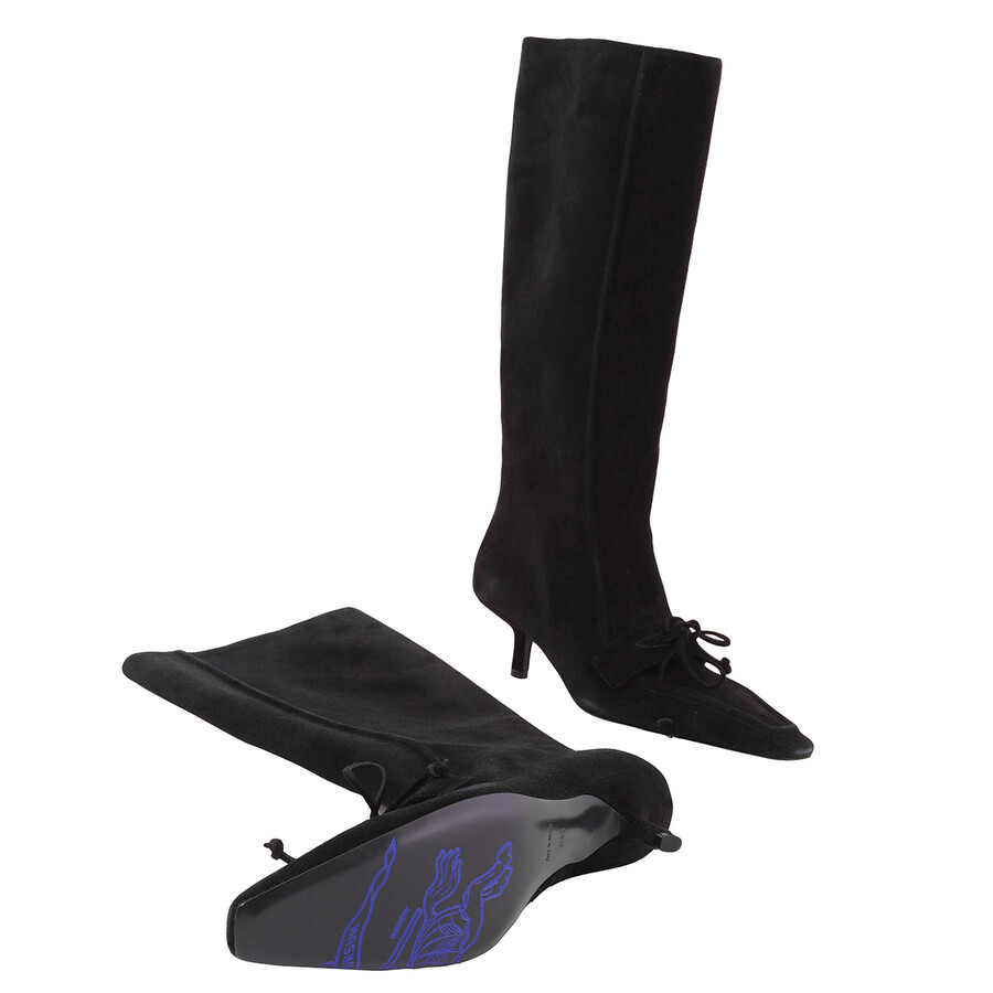 Burberry Suede Leather Boots In Black
