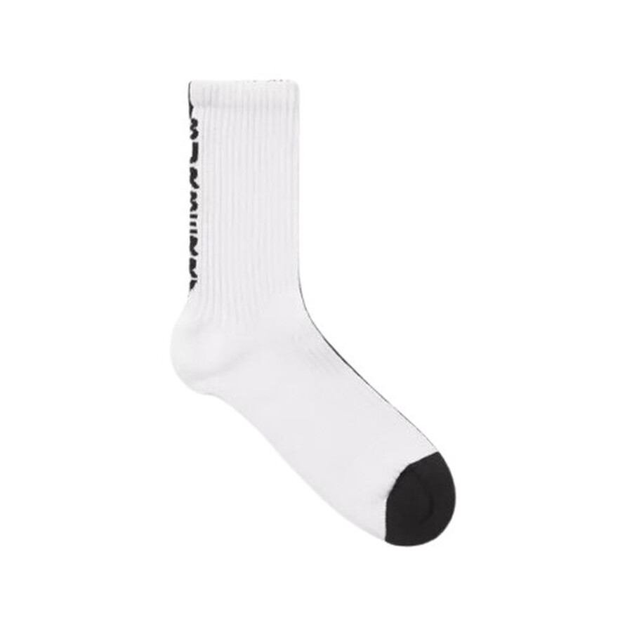 BURBERRY BURBERRY BLACK / WHITE LOGO INTARSIA TWO-TONE STRETCH COTTON SOCKS
