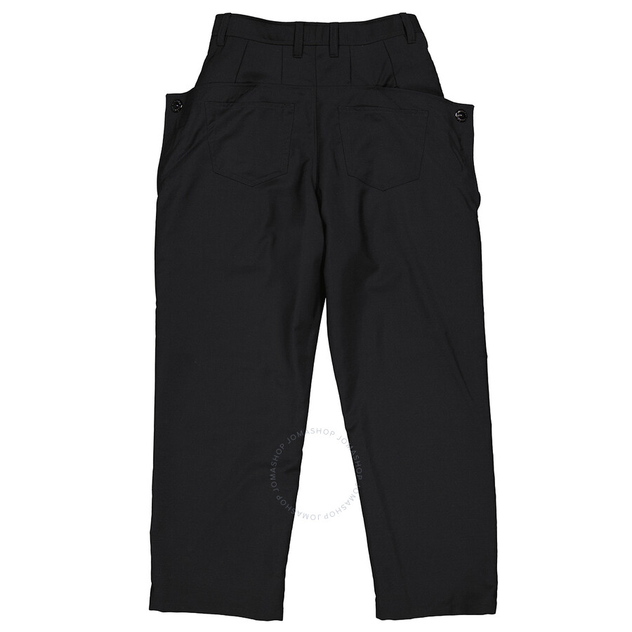 Shop Burberry Black Wool Mohair Press Stud Detail Trousers