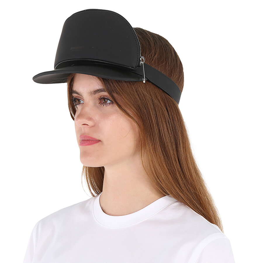 Burberry Black Zip Detail Visor Hat In Black