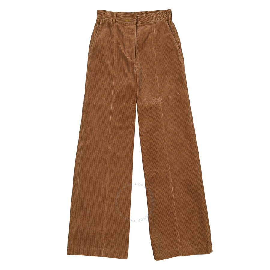 Burberry Blakely High-rise Wide-leg Flared Corduroy Trousers In Yellow