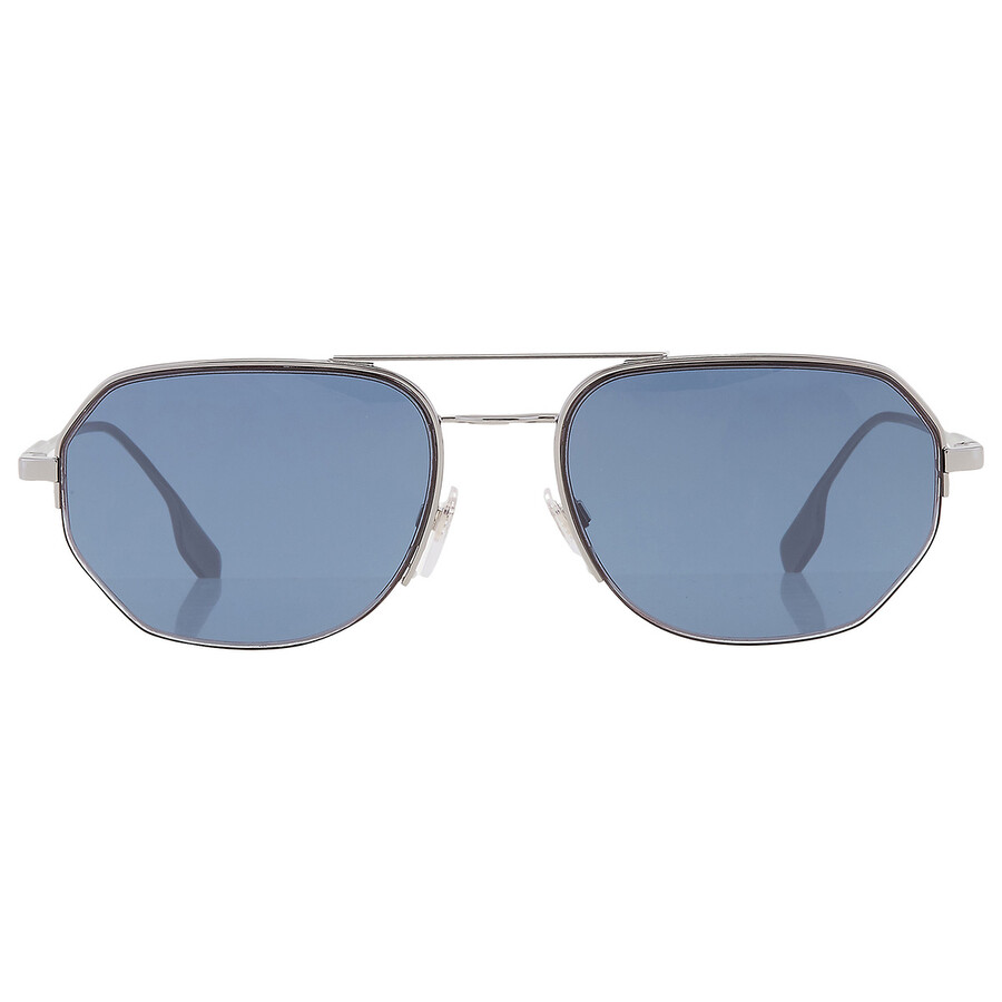 Shop Burberry Blue Navigator Men's Sunglasses Be3140 100380 57 In Blue / Gun Metal / Gunmetal