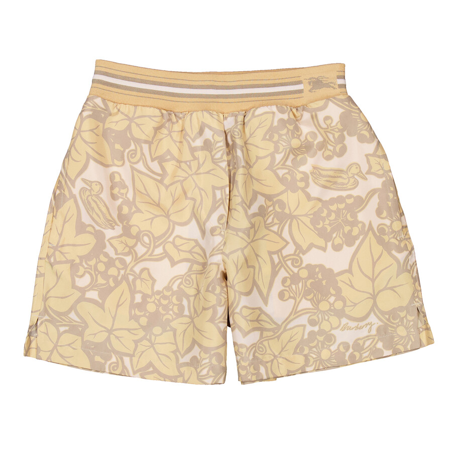 Burberry Botanical-print Silk Shorts In Multi
