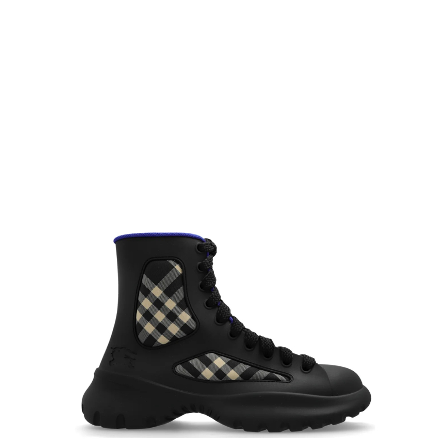 Burberry Boulder Checkered Rubber Boots, Brand Size 40 (US Size 7