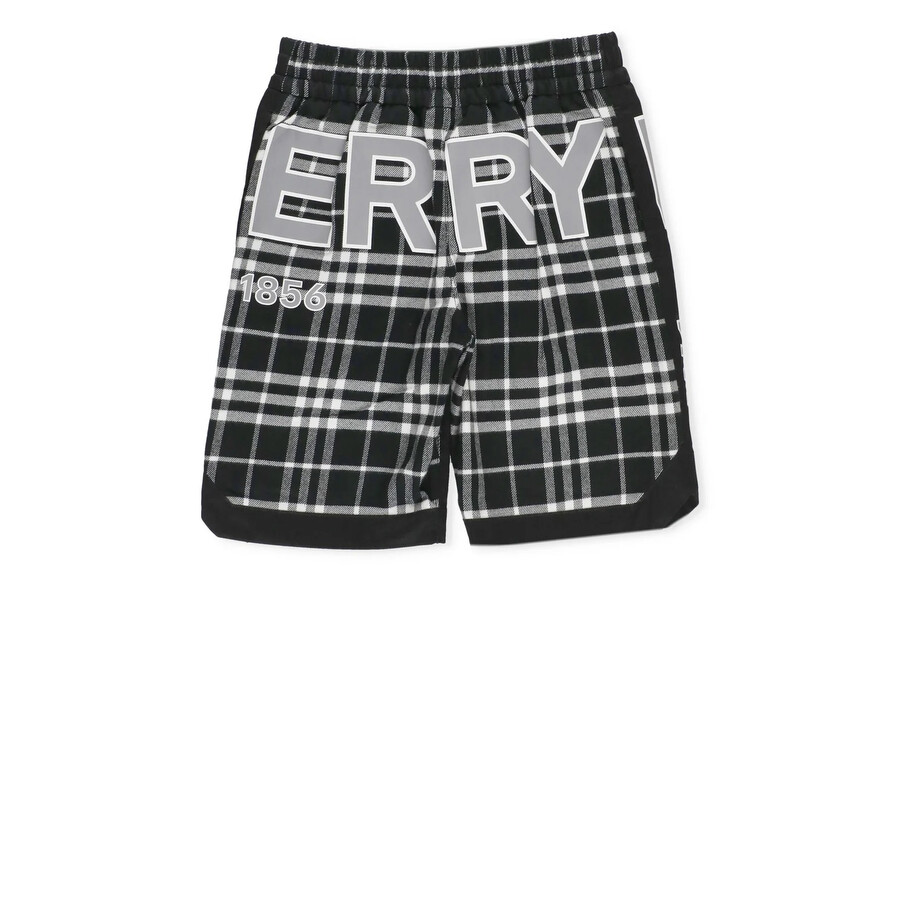 Burberry Boys Black Zion Horseferry Print Cotton Shorts