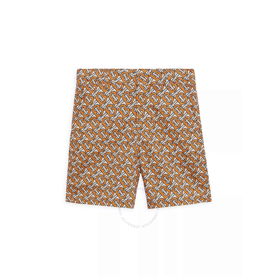 Burberry Boys Bright Orange Rino Monogram Print Tailored Shorts In Orange