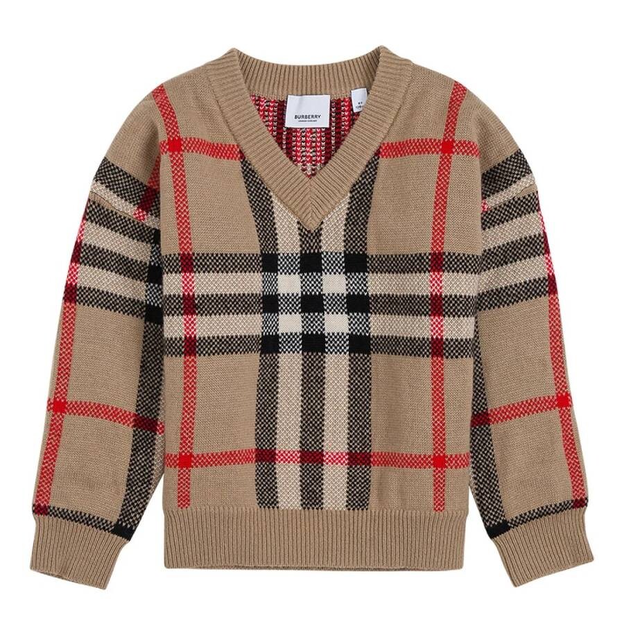 Boys Denny Vintage Check V-Neck Sweater