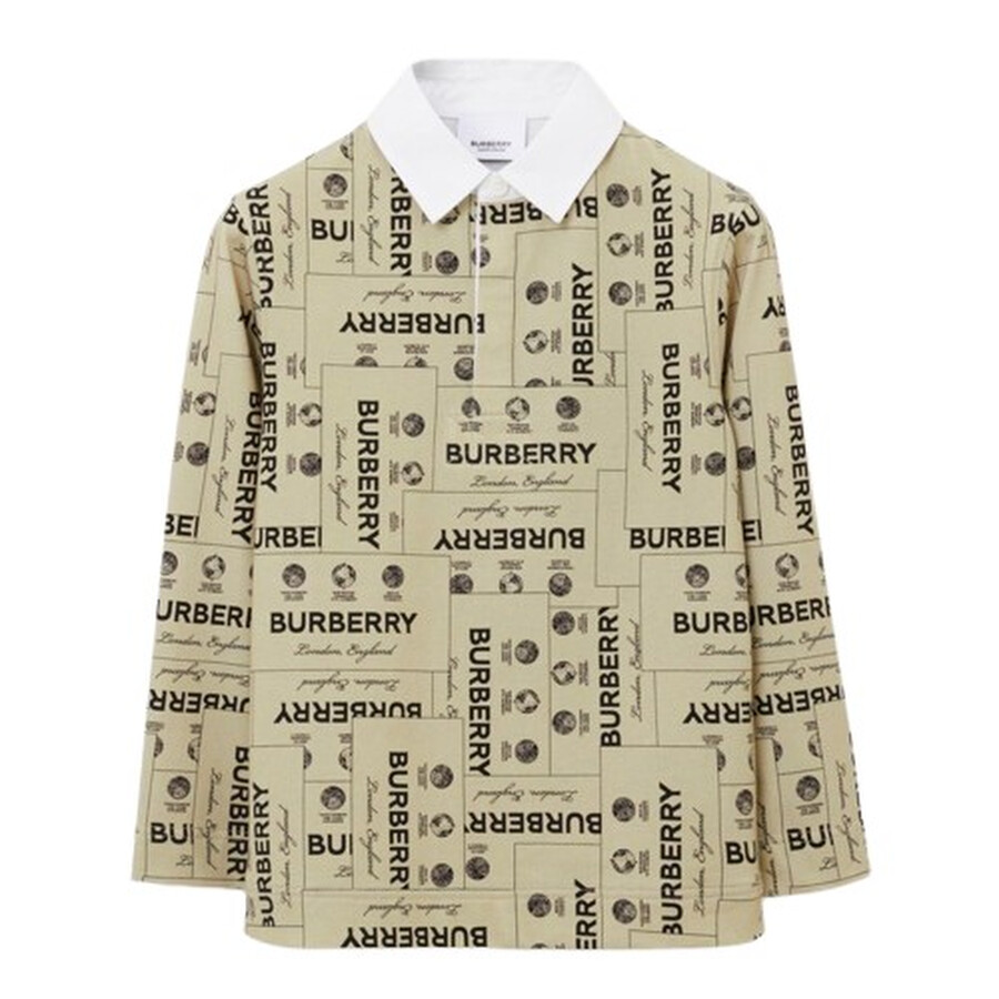 Boys Griffith Archive Beige Label Printed Cotton Polo Shirt