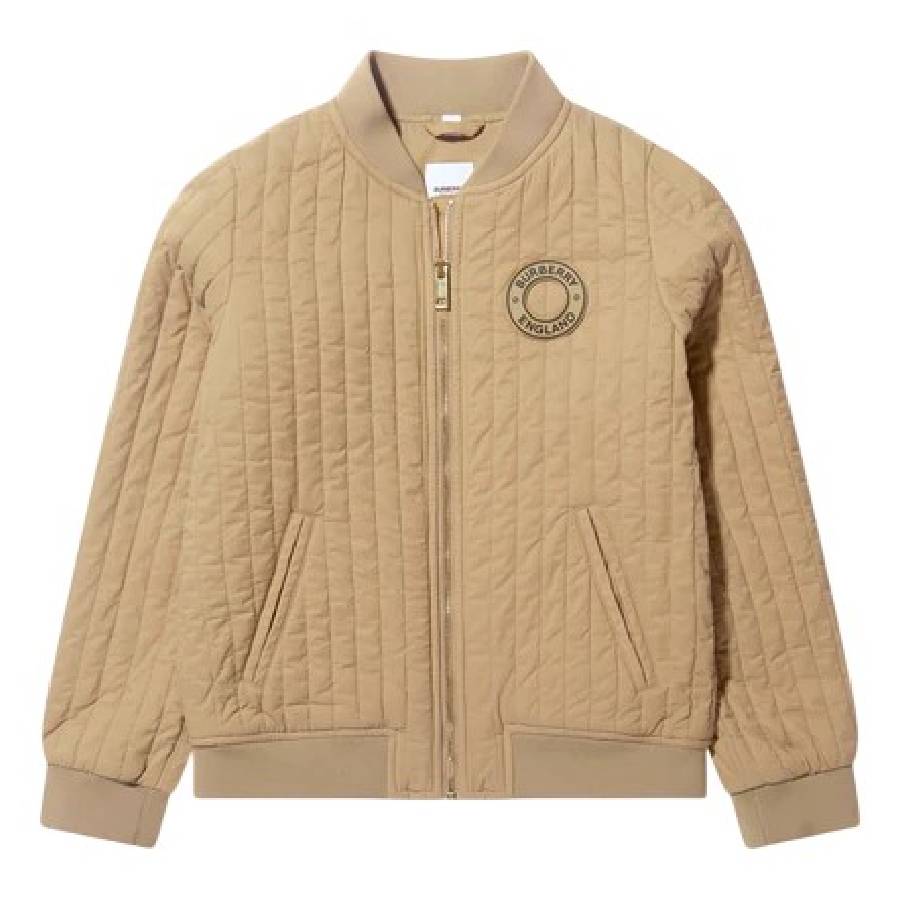 Burberry Boys Jago Archive Beige Logo Patch Diamond Nylon Jacket 