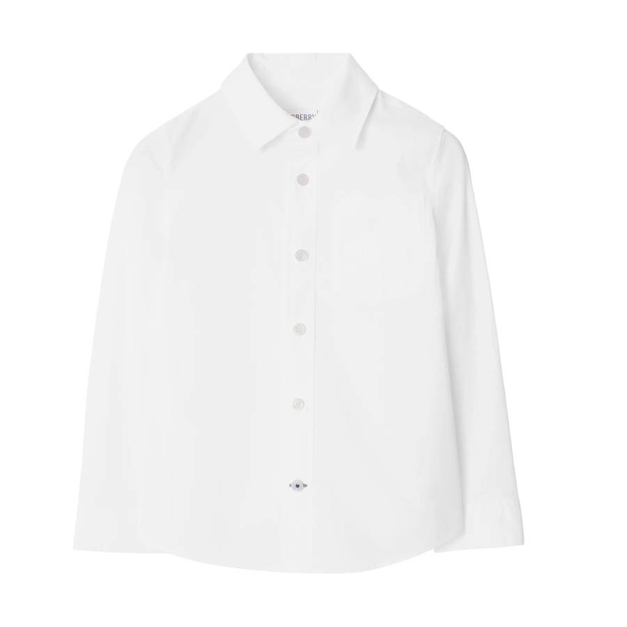 Burberry Boys Owen White Cotton-Blend Button-Down Shirt, Size 8Y