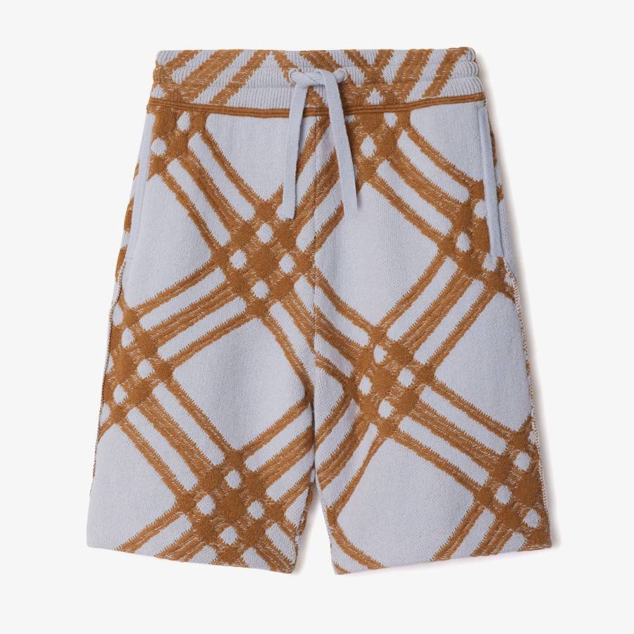 Burberry Boys Slate Wool-Cashmere Check Shorts, Size 14Y 8089153