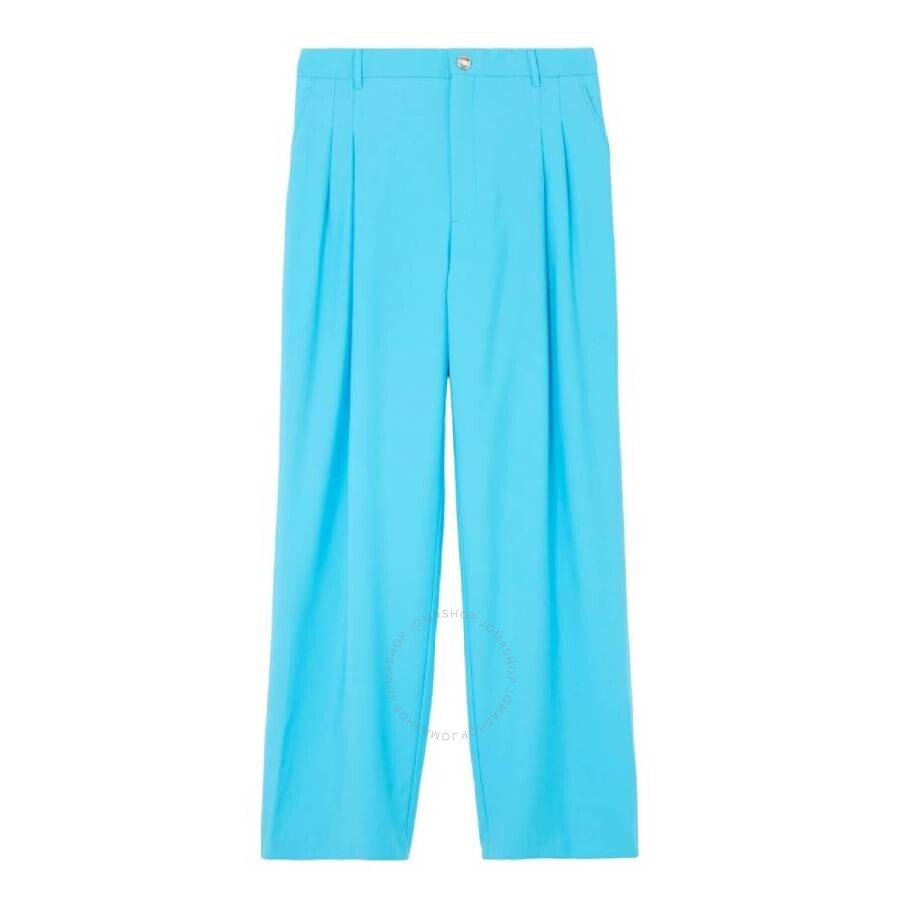 Burberry Bright Opal Blue Tailored Wool Trousers In Blue