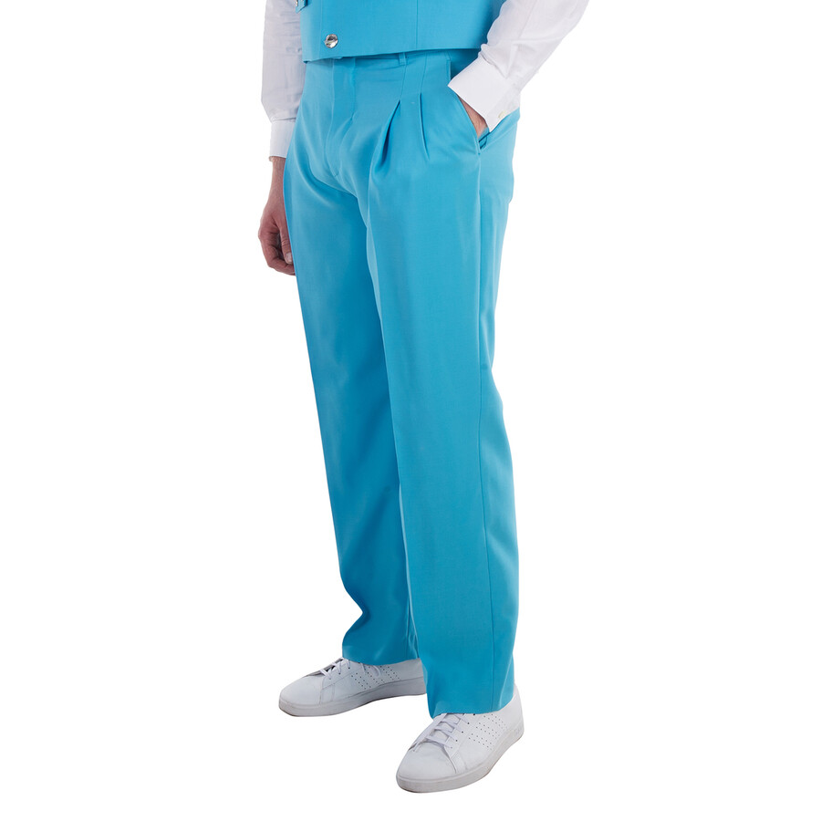 Bright Opal Blue Tailored Wool Trousers