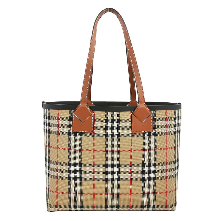 Burberry Sm London Tote Bag - Cotton - Brown In Briar Brown/black