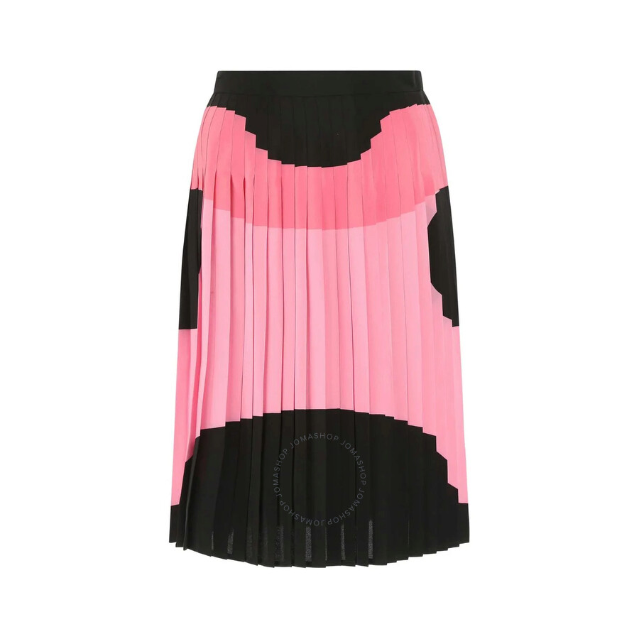 Shop Burberry Bubblegum Pink Marine Blob Silk Midi Skirt