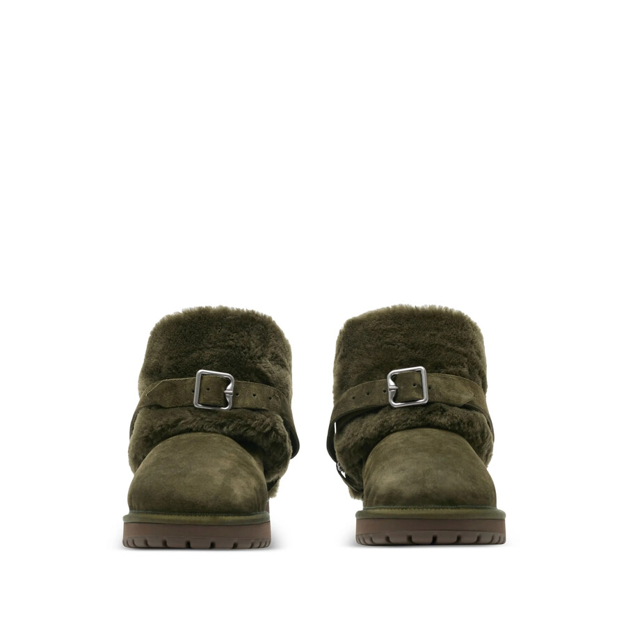 Burberry Man Ankle Boots Military Green Size 9 Shearling In Green