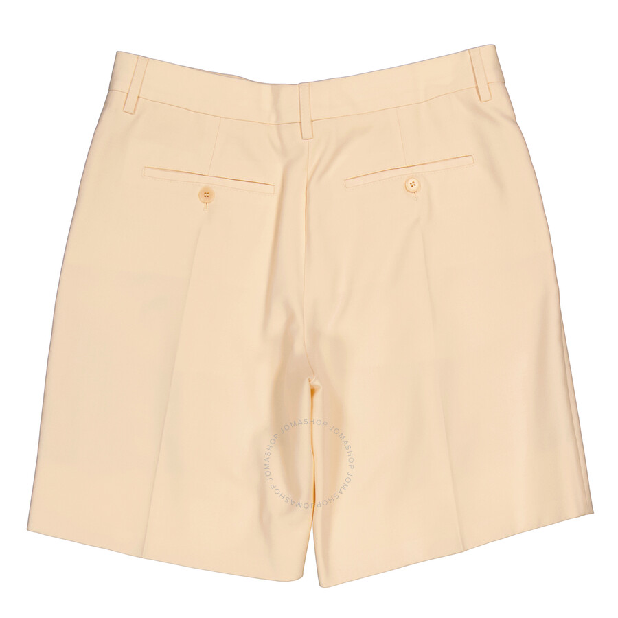 Burberry Buttermilk Beige Lorette Monogram Motif Wool Tailored Shorts In Beige