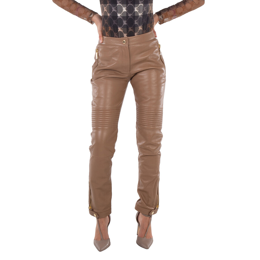 Camel Christy Leather Skinny Trousers
