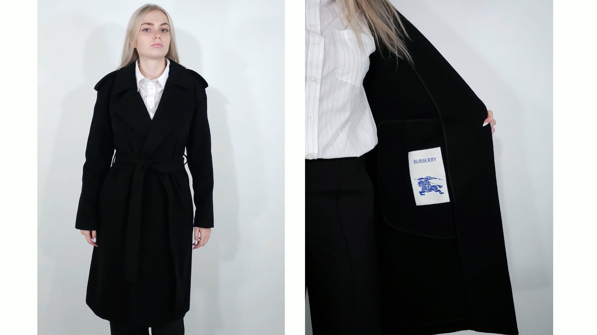 Burberry Cashmere Wrap Belted Trench Coat, Brand Size 4 ( US Size