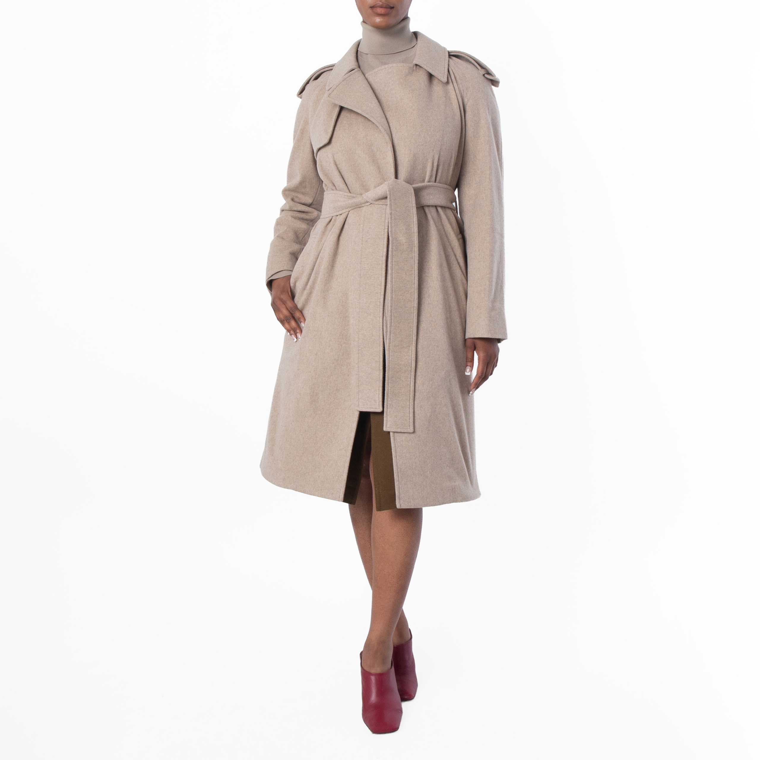 Burberry Cashmere Wrap Belted Trench Coat, Brand Size 4 ( US Size