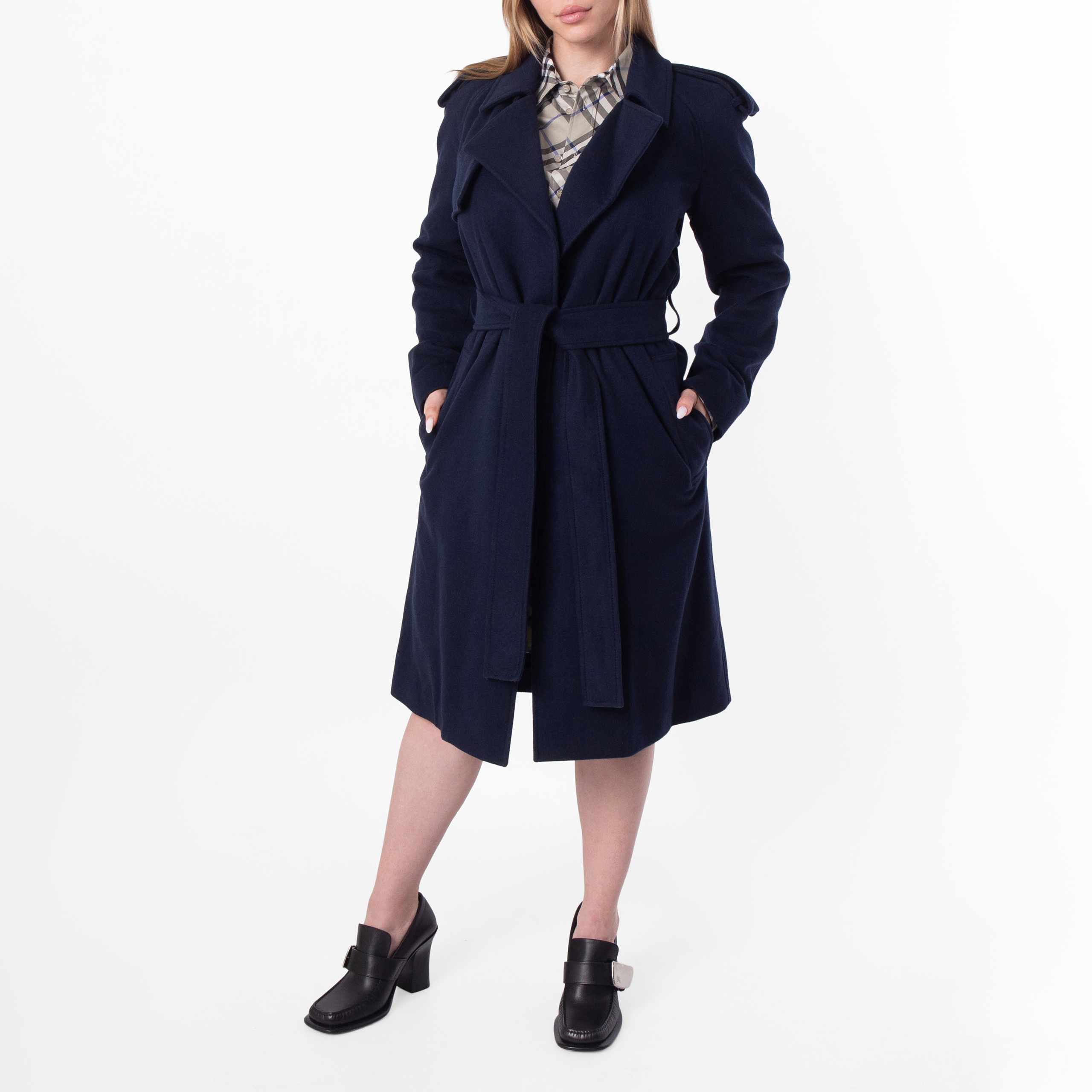 Burberry Cashmere Wrap Belted Trench Coat, Brand Size 6 ( US Size