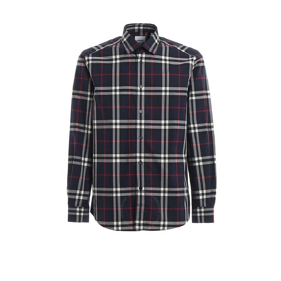 Burberry Check-pattern Cotton Shirt In Blue