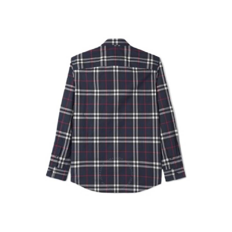 Burberry Check-pattern Cotton Shirt In Blue