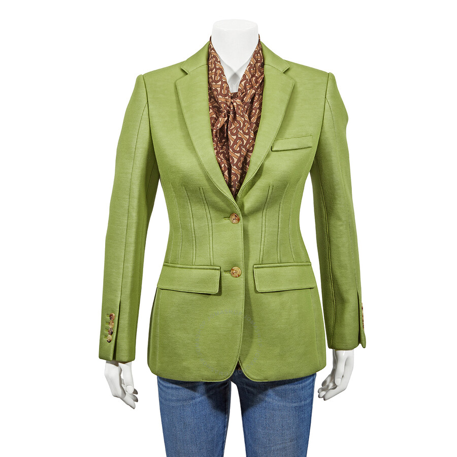 Burberry Cedar Green Double-faced Neoprene Tailored Jacket In Cedar Green