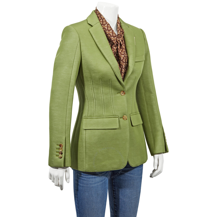 Burberry Cedar Green Double-faced Neoprene Tailored Jacket In Cedar Green