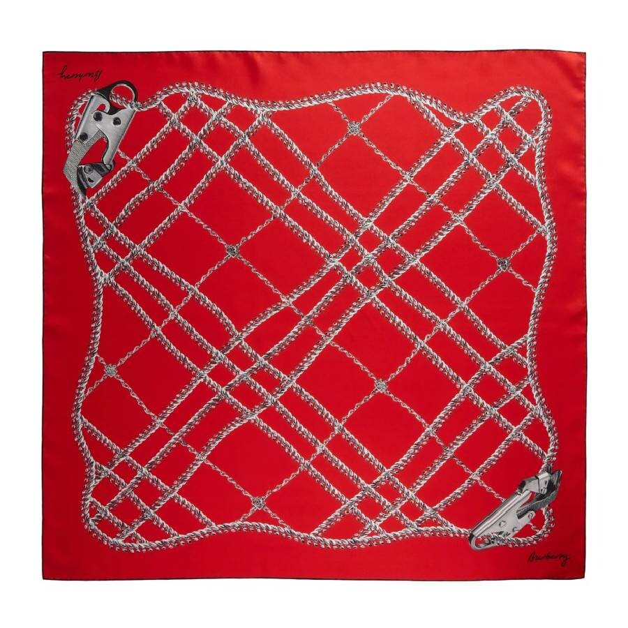 Chain Check Silk Square Scarf