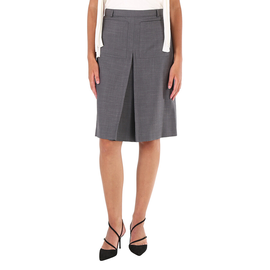 Charcoal Grey Box Pleated Detail A-line Skirt