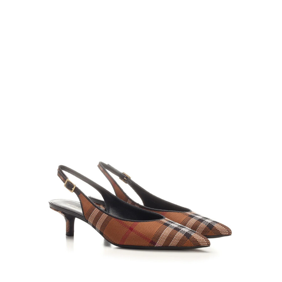 Burberry 40mm Ally Summer Knit Slingback Pumps In Brown