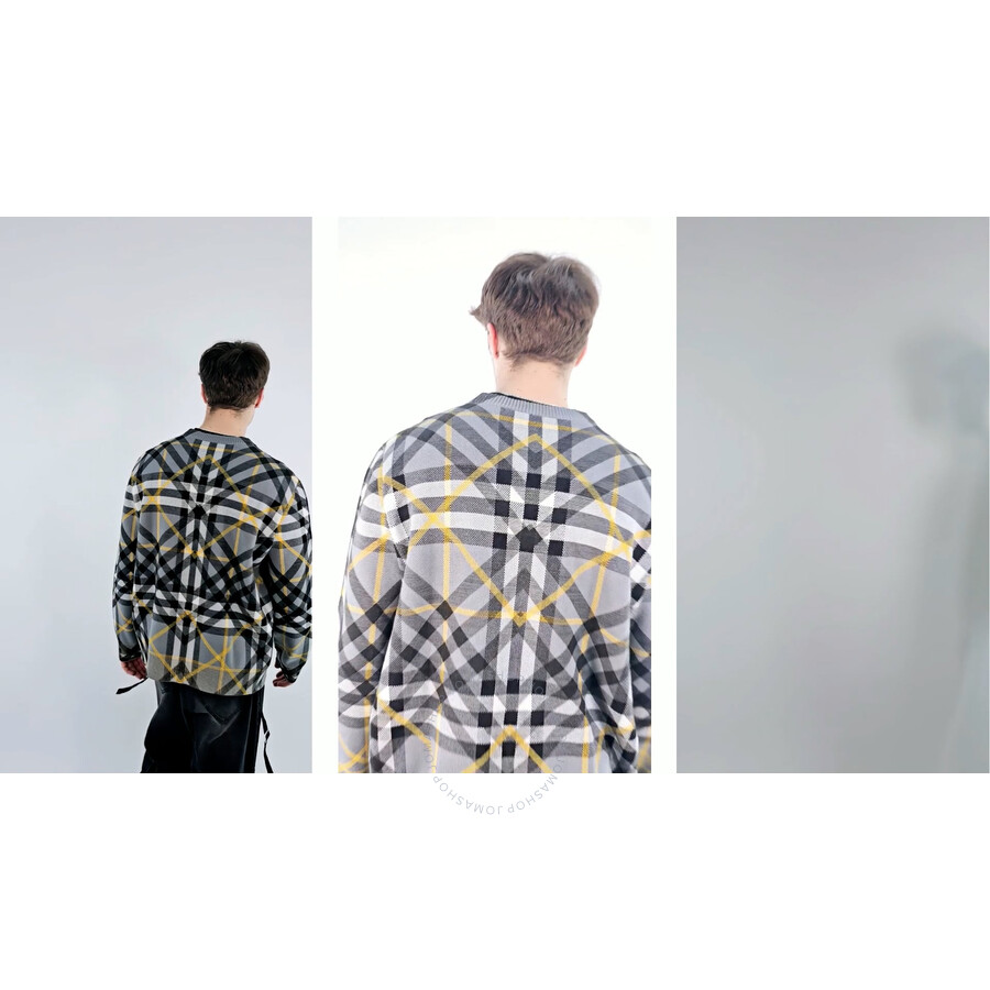 Burberry Check Cotton Jacquard Oversized Sweater, Size