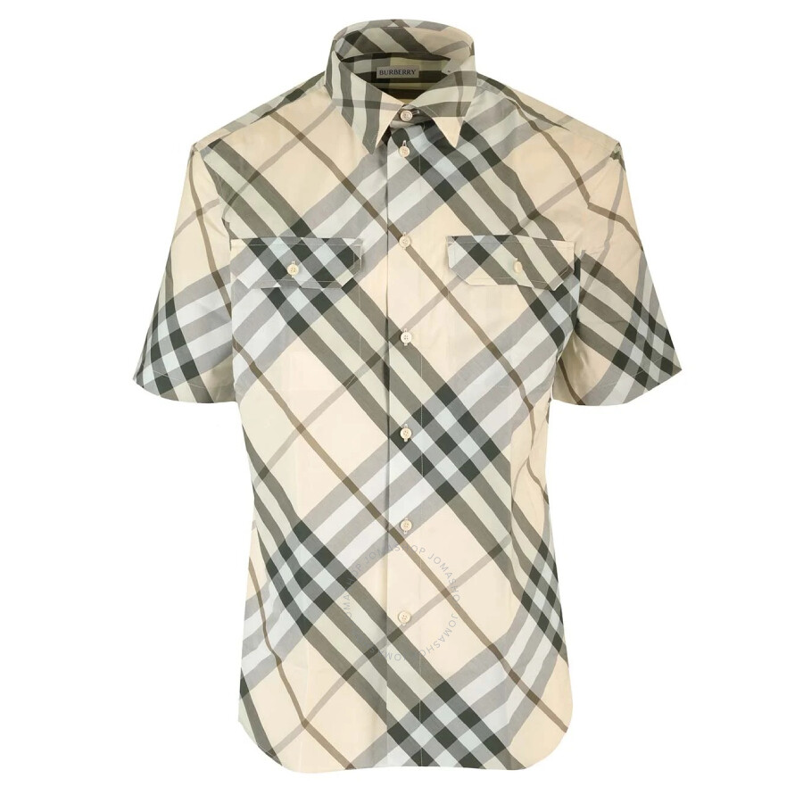 Burberry Check Cotton Shirt In Neutral