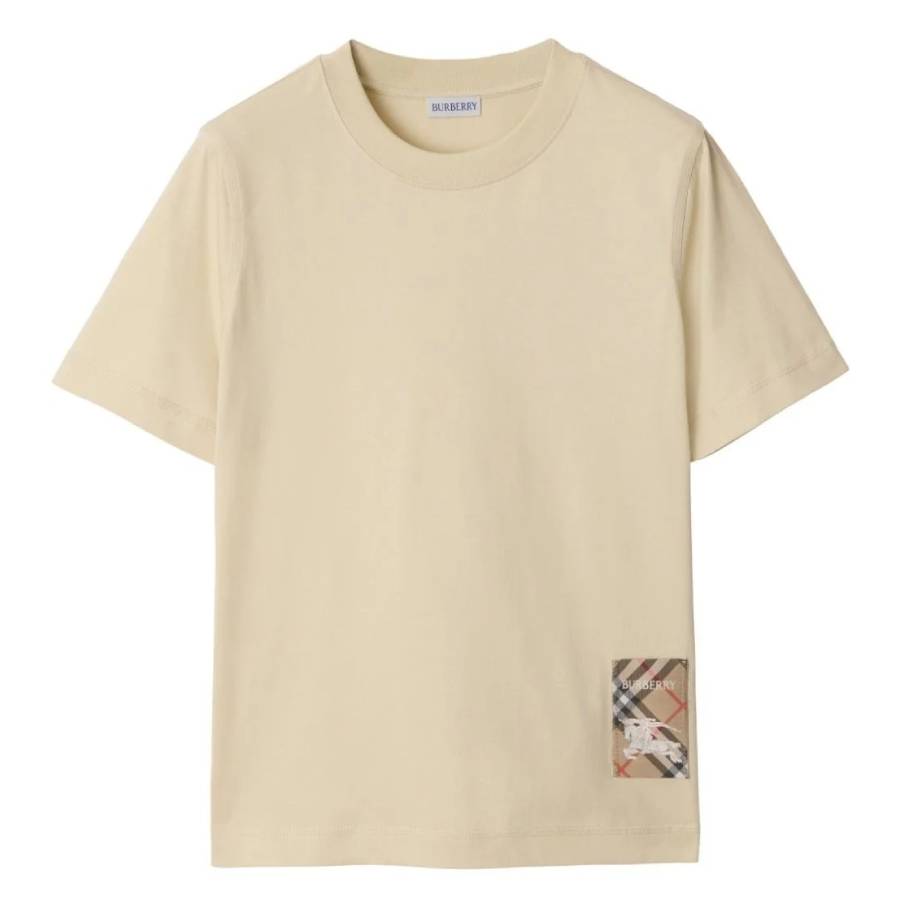 Burberry Check EKD Label Cotton T-Shirt, Size Large 8103506